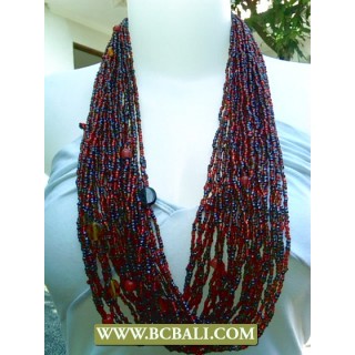 Red and Black Beaded mix Stone Fashion Necklace